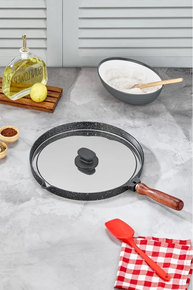 Polochef Kapaklı Döküm Granit Balık ve Börek Tavası 34 cm