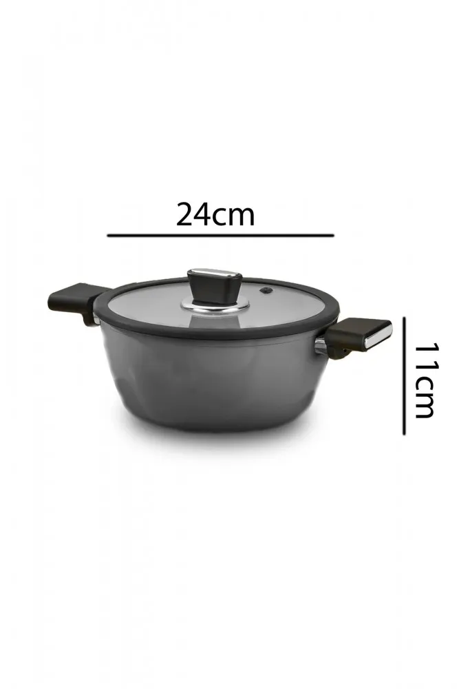 Polochef Vista Seramik 7 Parça Tencere Seti Gri (20-24-26-26 cm)