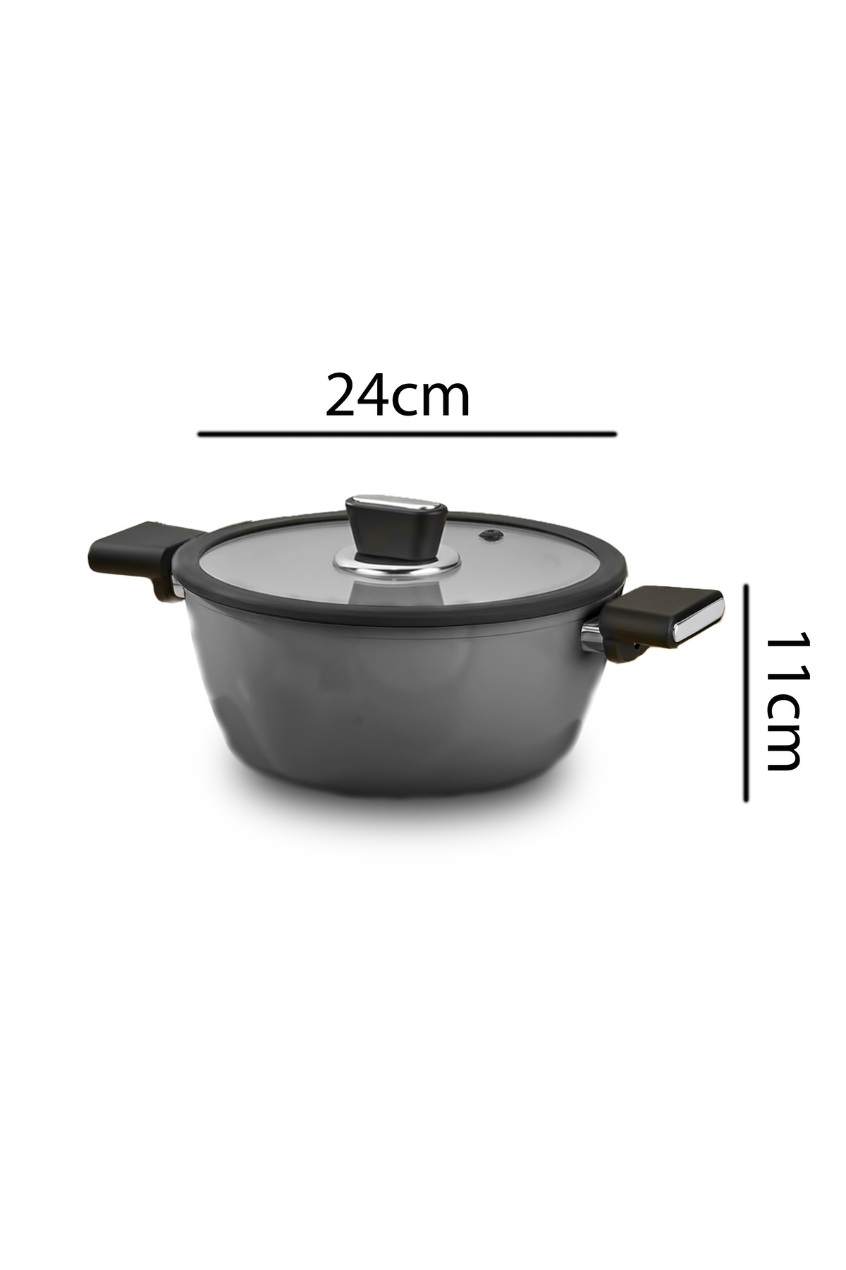 Vista Seramik 7 Parça Tencere Seti Gri (20-24-26-26 cm)
