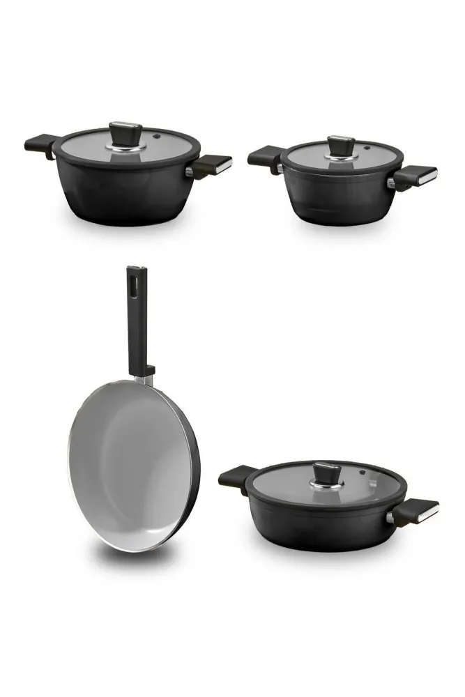 Polochef Vista Seramik 7 Parça Tencere Seti  Siyah (20-24-26-26 cm)