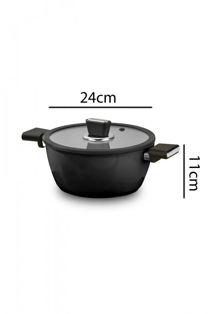 Polochef Vista Seramik 7 Parça Tencere Seti  Siyah (20-24-26-26 cm)