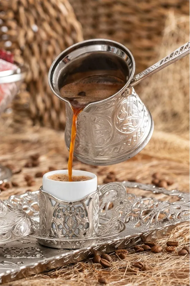 Polochef Zamak 1 Lüks Kahve Cezvesi 80 ml - Gümüş Renk - 1-2 Kişilik - Çelik Tabanlı