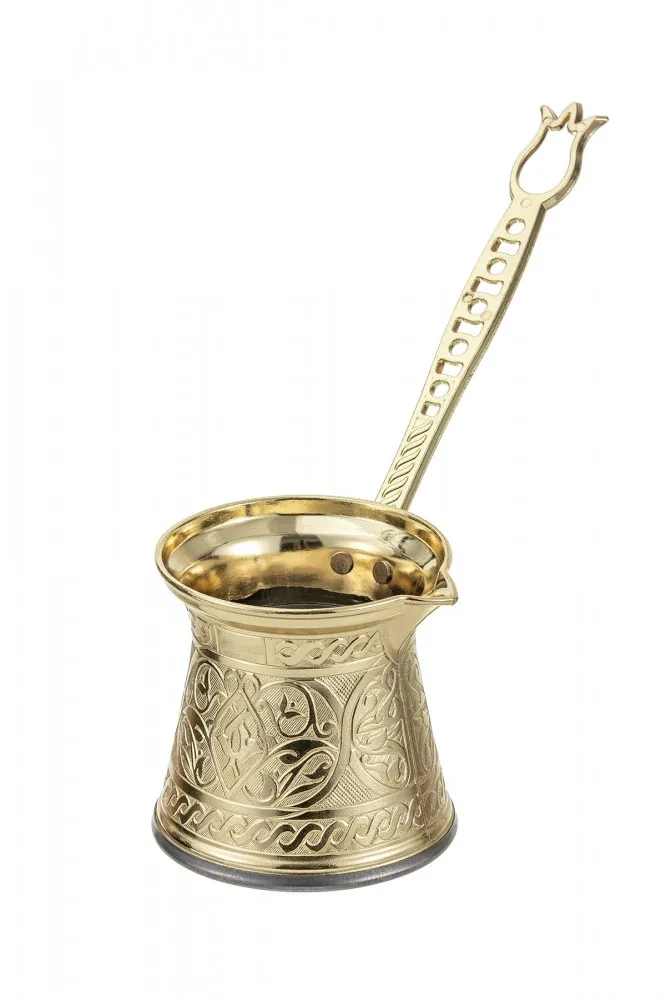 Polochef Zamak 2 Lüks Kahve Cezvesi 100 ml - Altın Renk - 2 Kişilik - Çelik Tabanlı