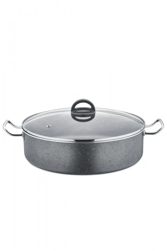 Polochef Megatron Döküm Granit Basık Pilav Tenceresi 32 cm - Gri