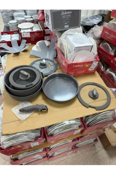 7 parça çikarilabilir kulp seramik tencere seti