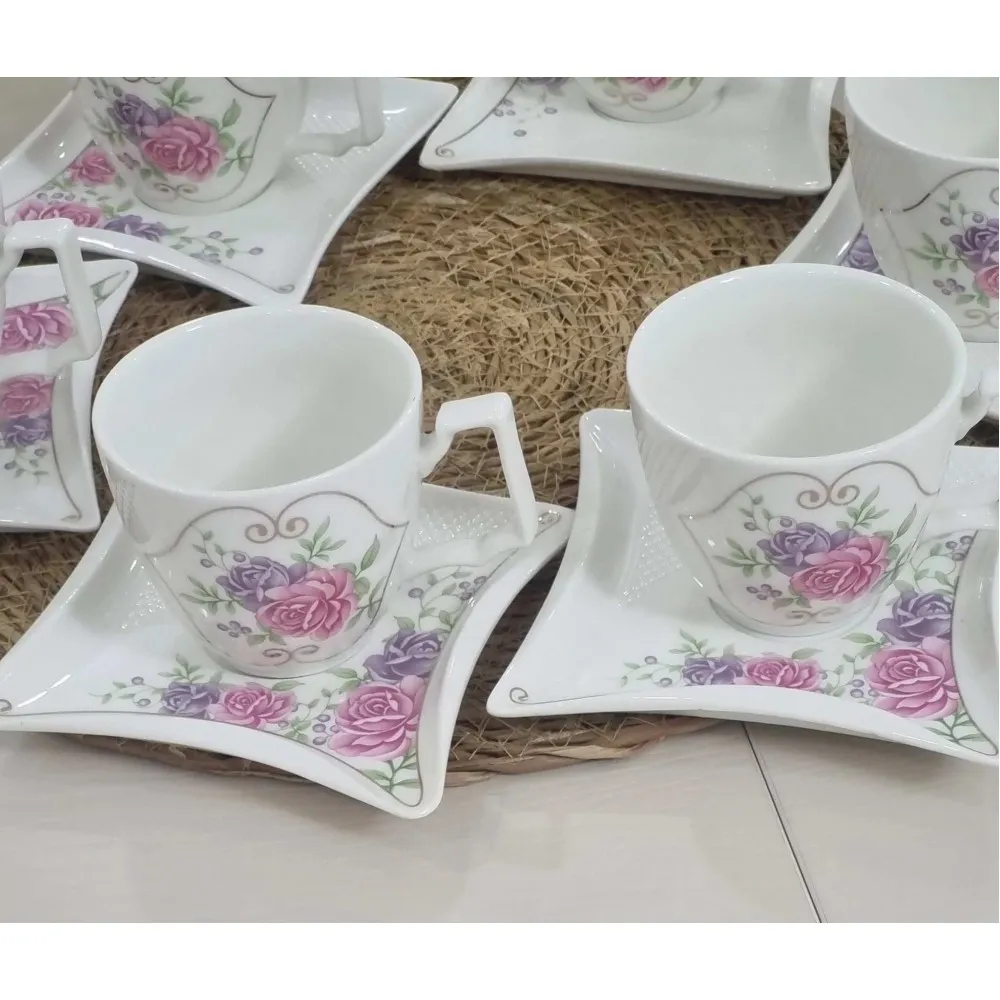 CVS 6 KİŞİLİK 12 PARÇA KARE ÇAY FİNCAN SETİ 