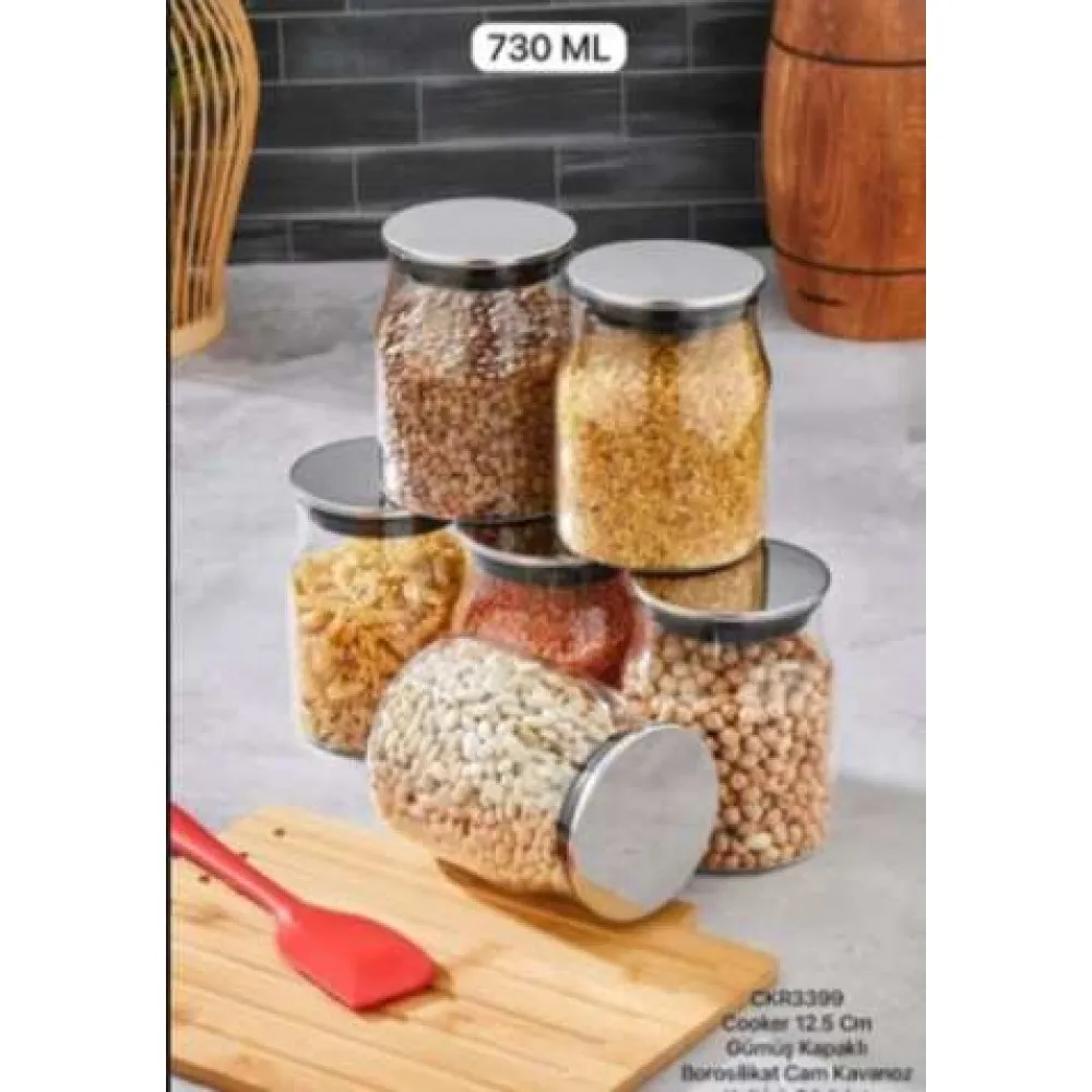 Cooker 2 ADET Kavanoz Cam Borosilikat Gümüş Kapaklı VAKUMLU 12.5 Cm CKR3399 Cooker 2 ADET Kavanoz Cam Borosilikat Gümüş Kapaklı VAKUMLU 12.5 Cm CKR3399