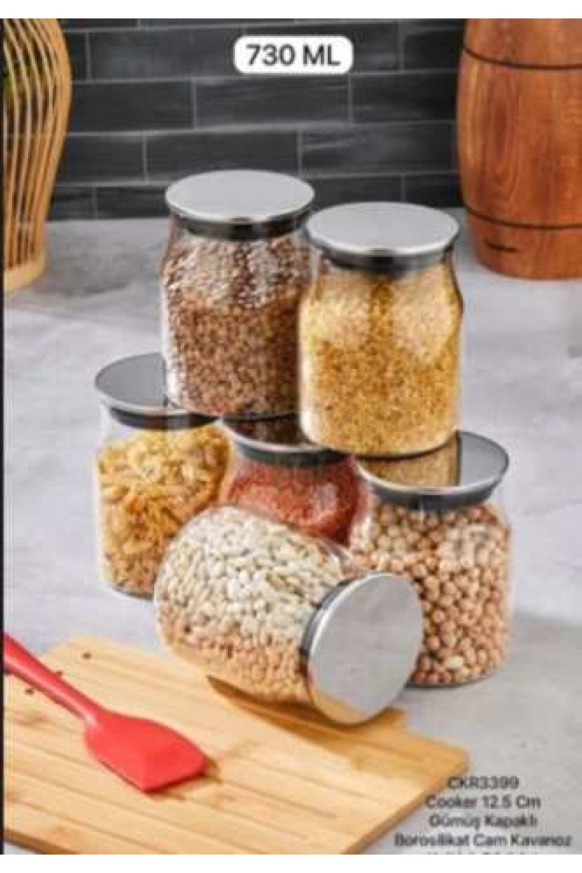 Cooker  2 ADET Kavanoz Cam Borosilikat Gümüş Kapaklı VAKUMLU 12.5 Cm CKR3399