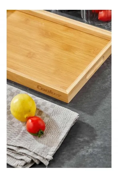 Cooker OVAL 6’lı Borosilikat Cam Kahvaltılık Seti  – Bambu Kapaklı ve Ahşap Tepsili Sunum Seti