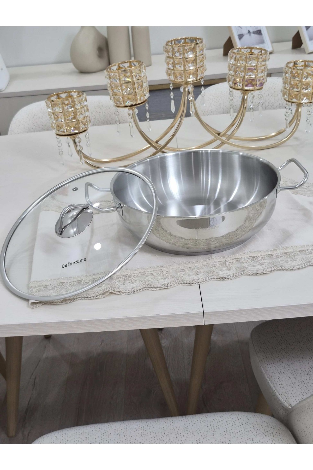 DefneSARE ÇELİK TENCERE 34 CM BASIK YAYVAN