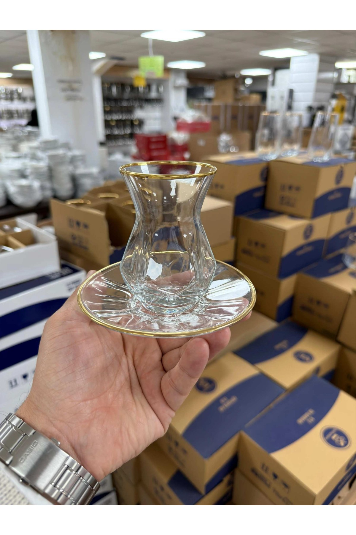 DefneSare Gold Detaylı 6 lı çay seti