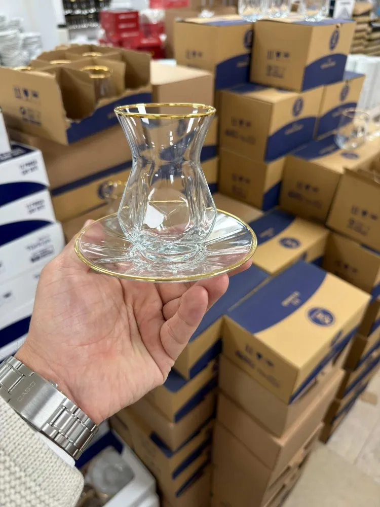 DefneSare Gold Detaylı 6 lı çay seti