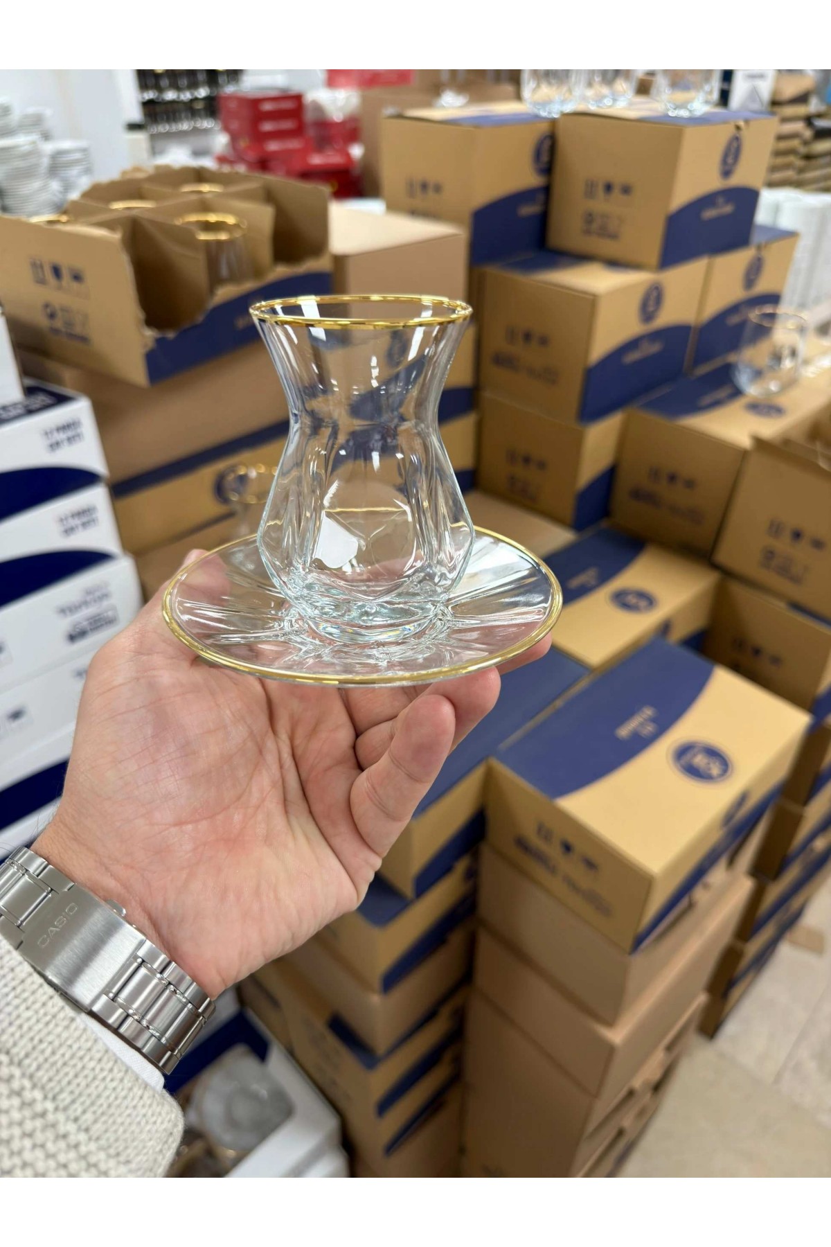 DefneSare Gold Detaylı 6 lı çay seti