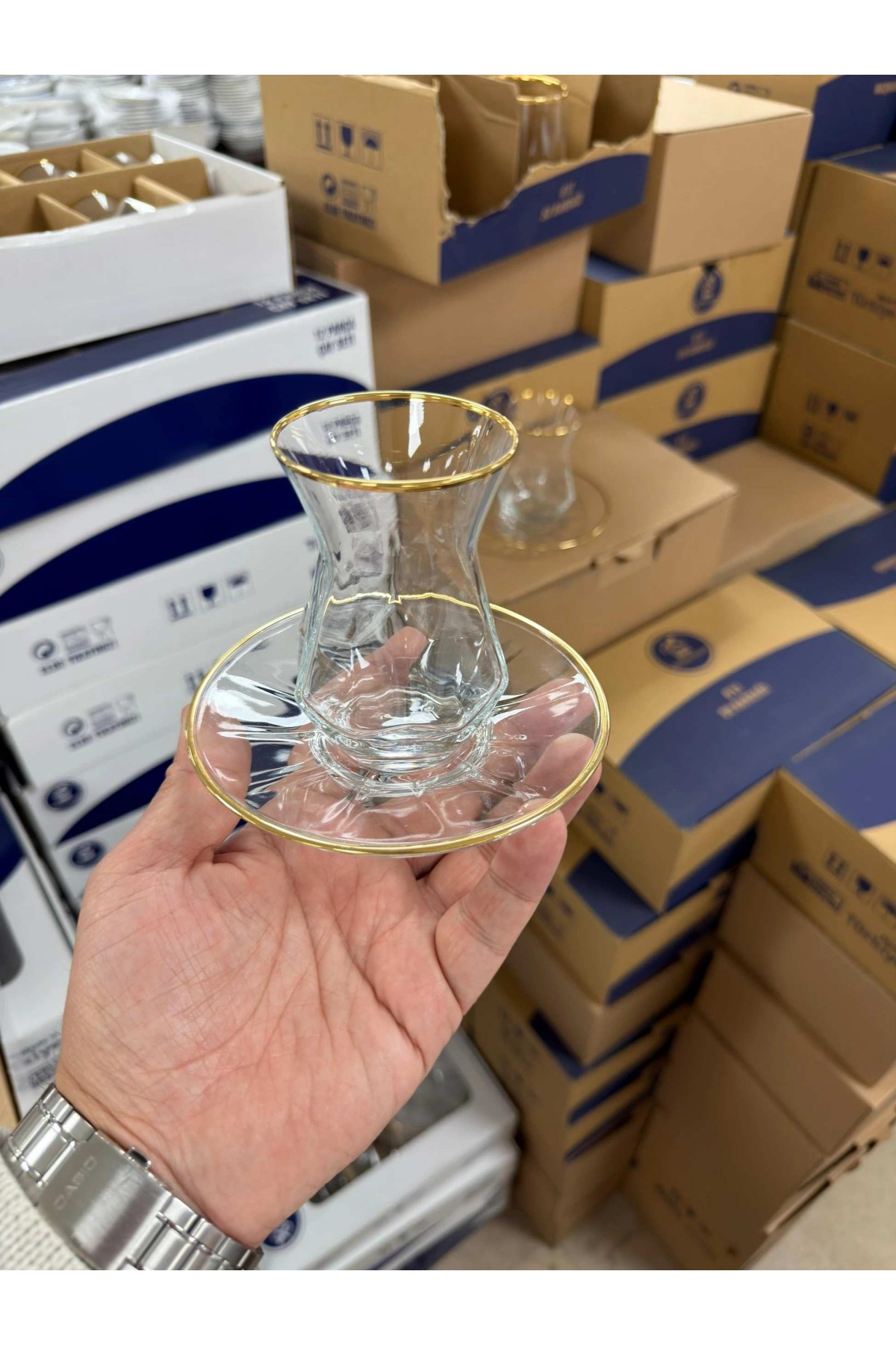 DefneSare Gold Detaylı 6 lı çay seti