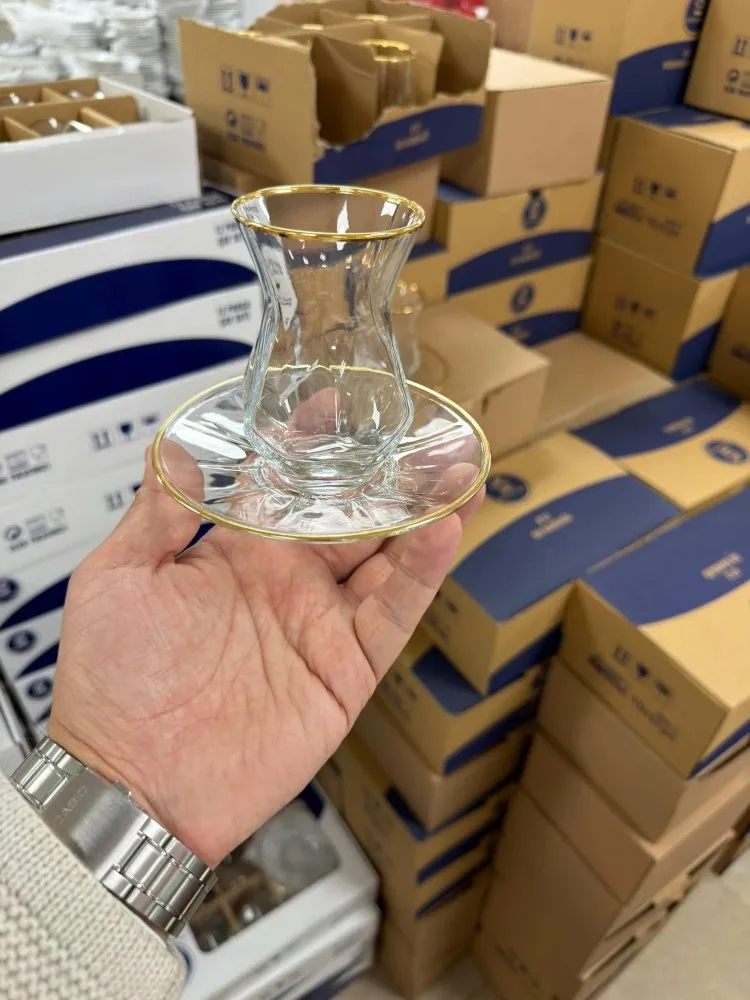 DefneSare Gold Detaylı 6 lı çay seti