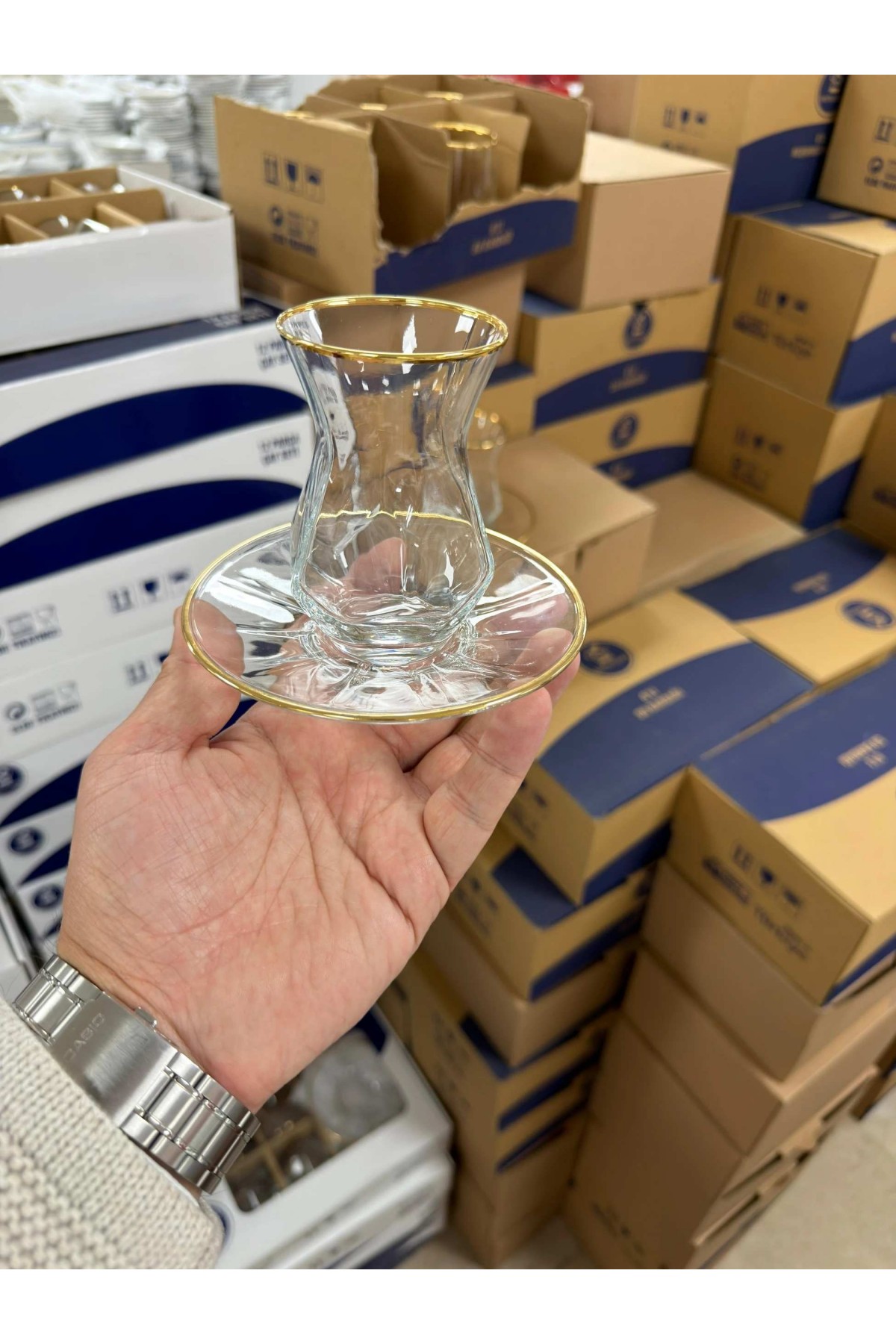 DefneSare Gold Detaylı 6 lı çay seti