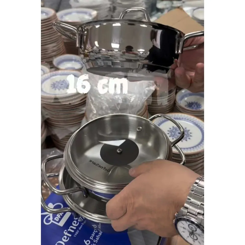 DefneSare çelik 3 lü sahan seti