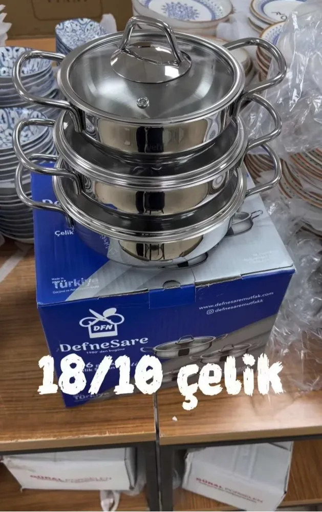 DefneSare çelik 3 lü sahan seti