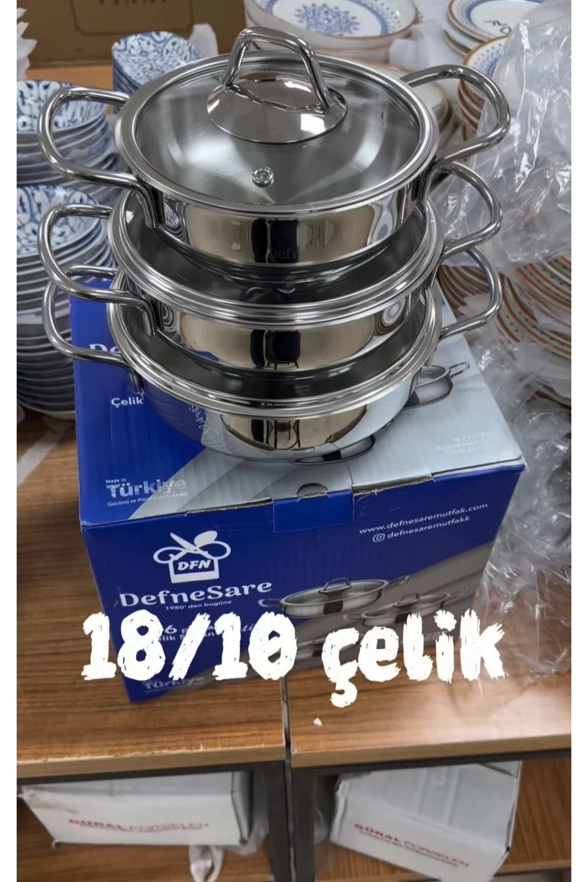 DefneSare çelik 3 lü sahan seti