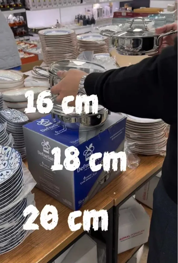 DefneSare çelik 3 lü sahan seti