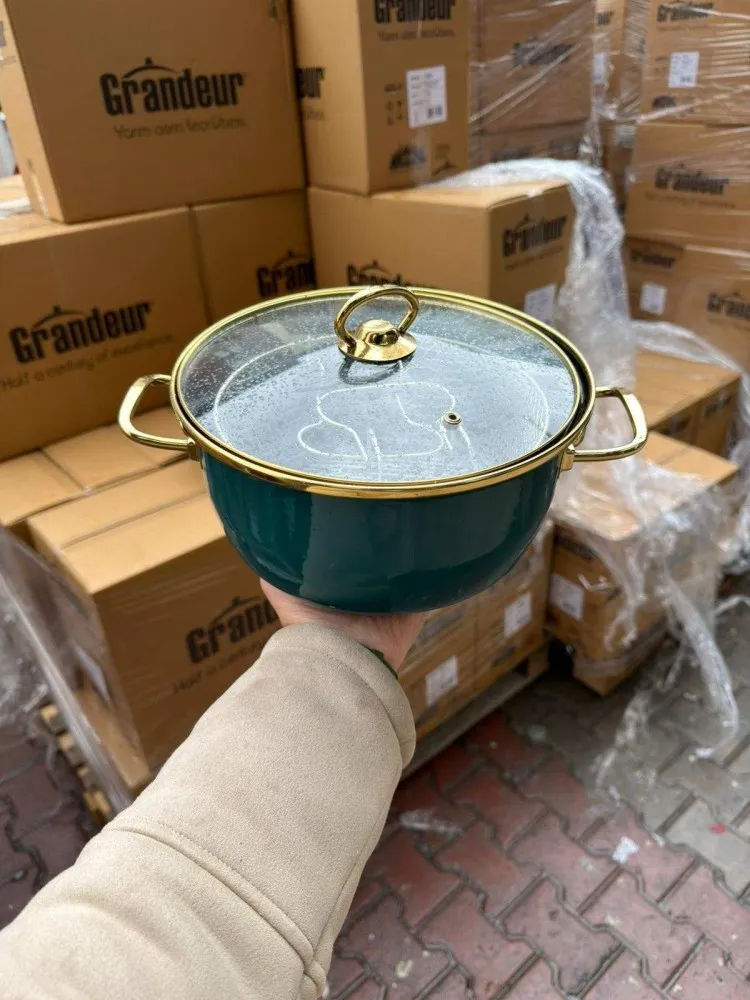 EMAYE KIZARTMA TENCERESİ 22 CM (MENTOL)