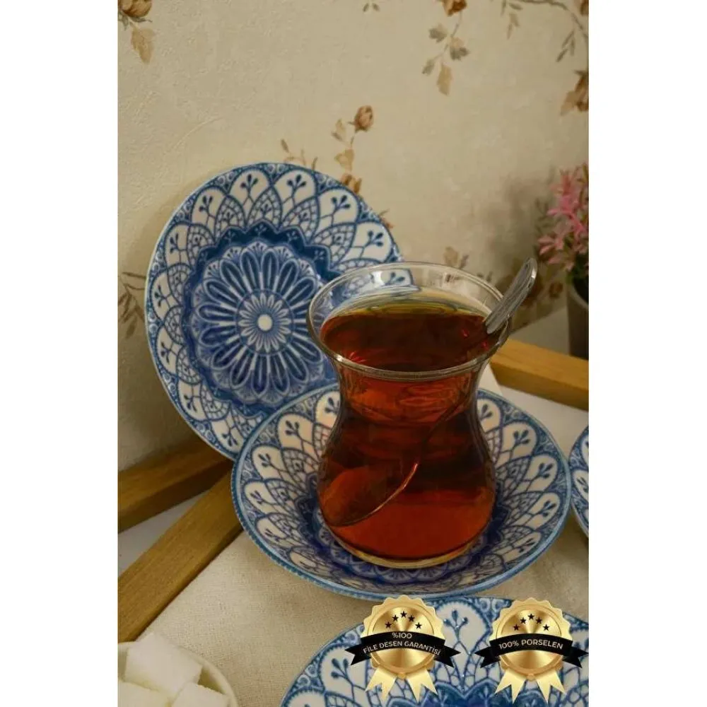 FARİKA 6 ADET MAVİ DESENLİ ÇAY TABAĞI PORSELEN 11 CM FARİKA 6 ADET MAVİ DESENLİ ÇAY TABAĞI PORSELEN 11 CM