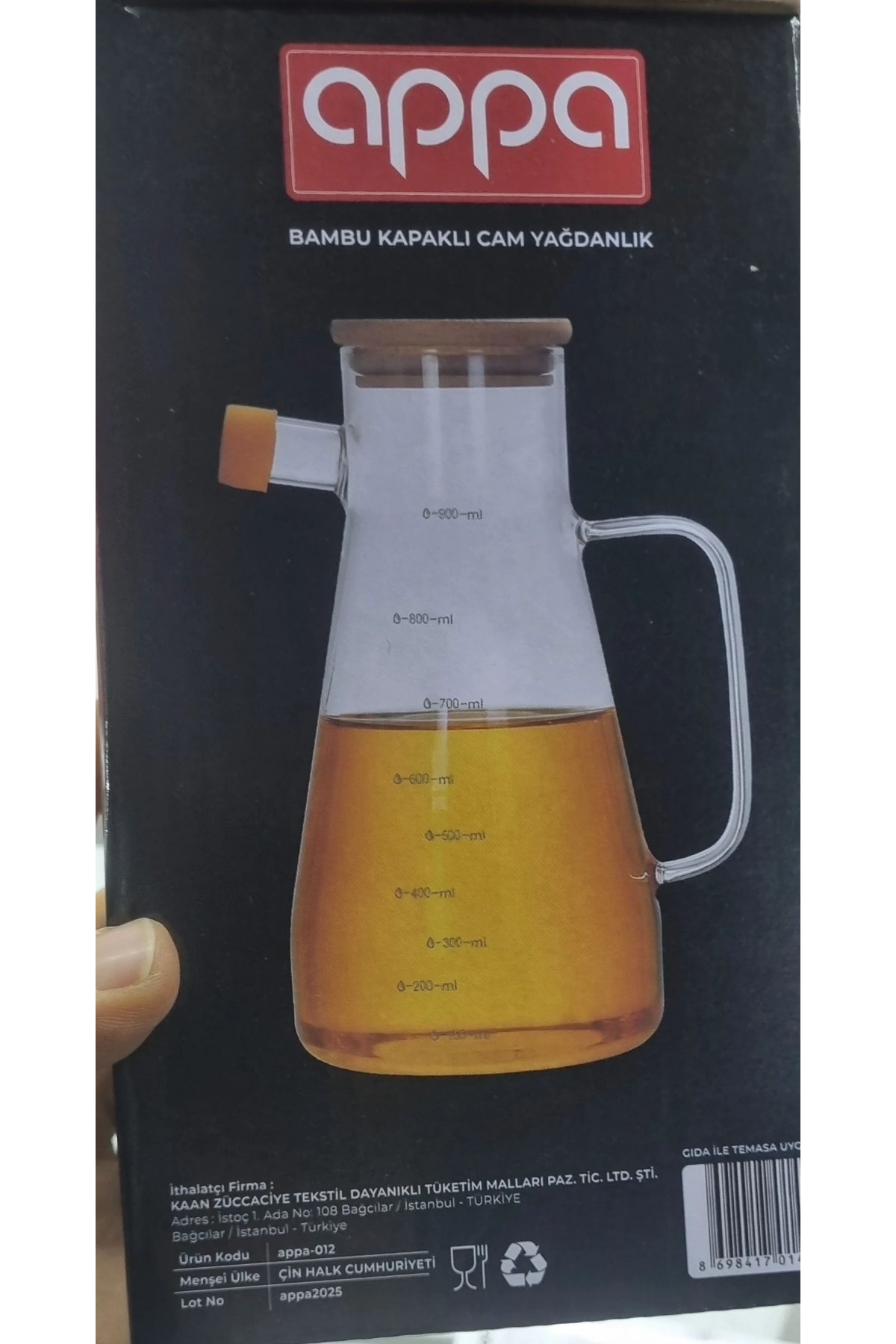 APPA bambu kapaklı 900 ml yağdanlık