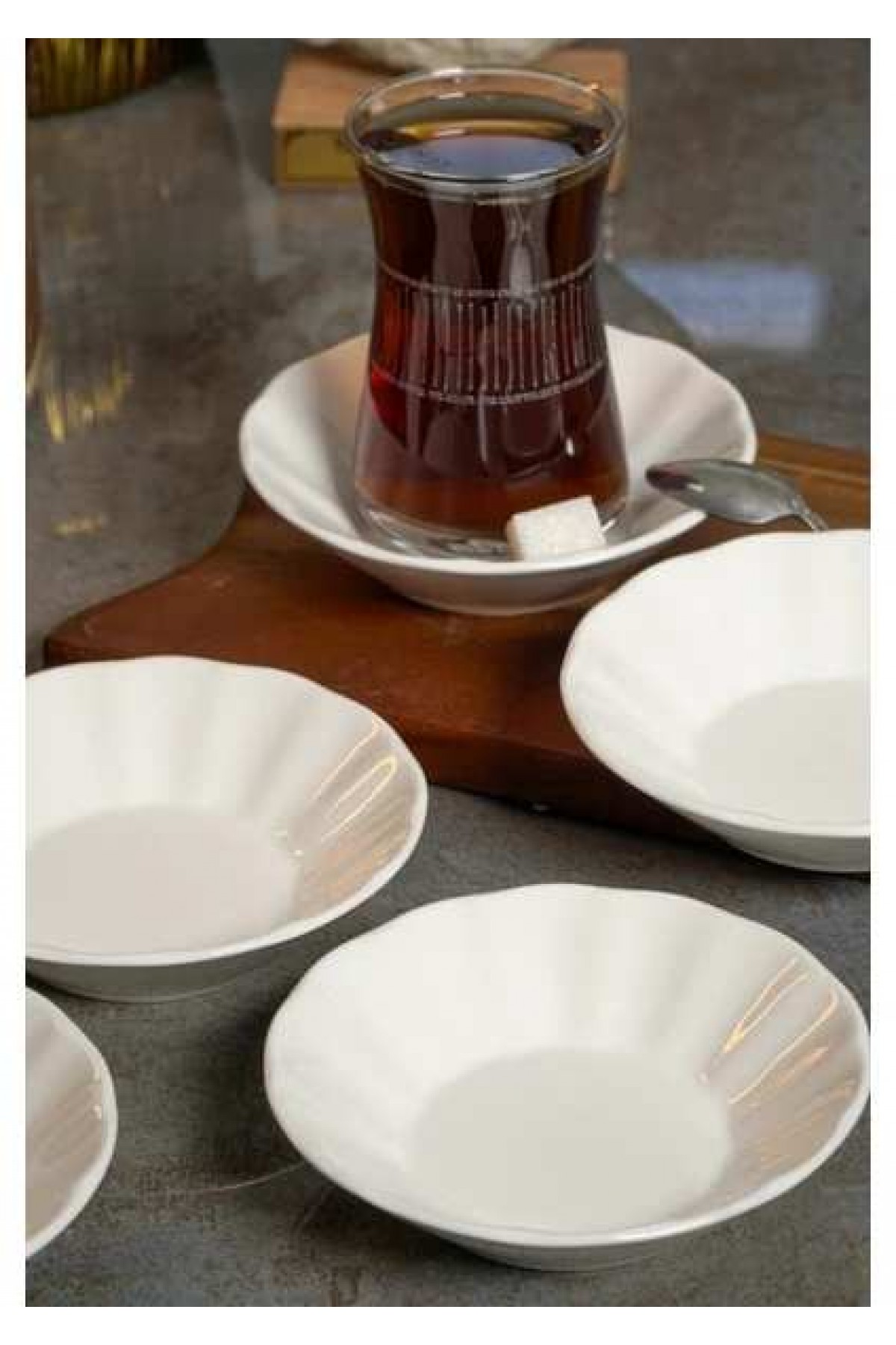 FARİKA SADE 6 ADET PORSELEN ÇAY TABAĞI 11 CM