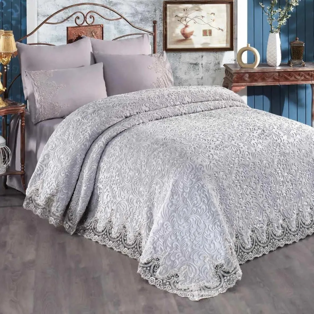 GOLDEN HOME BANU MODEL 6 PARÇA ÇARŞAFLI YASTIKLI BATTANİYE SETİ GRİ GOLDEN HOME BANU MODEL 6 PARÇA ÇARŞAFLI YASTIKLI BATTANİYE SETİ GRİ