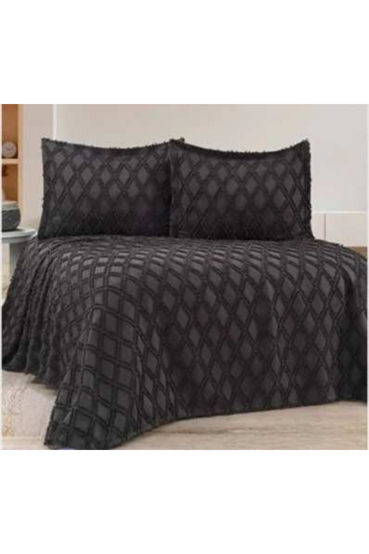 GOLDEN HOME CAROLİNA ÇİFT KİŞİLİK YASTIKLI PİKE ANTRASİT