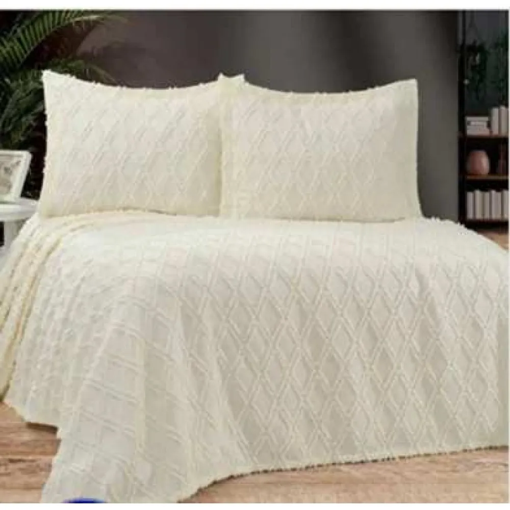 GOLDEN HOME CAROLİNA ÇİFT KİŞİLİK YASTIKLI PİKE EKRU