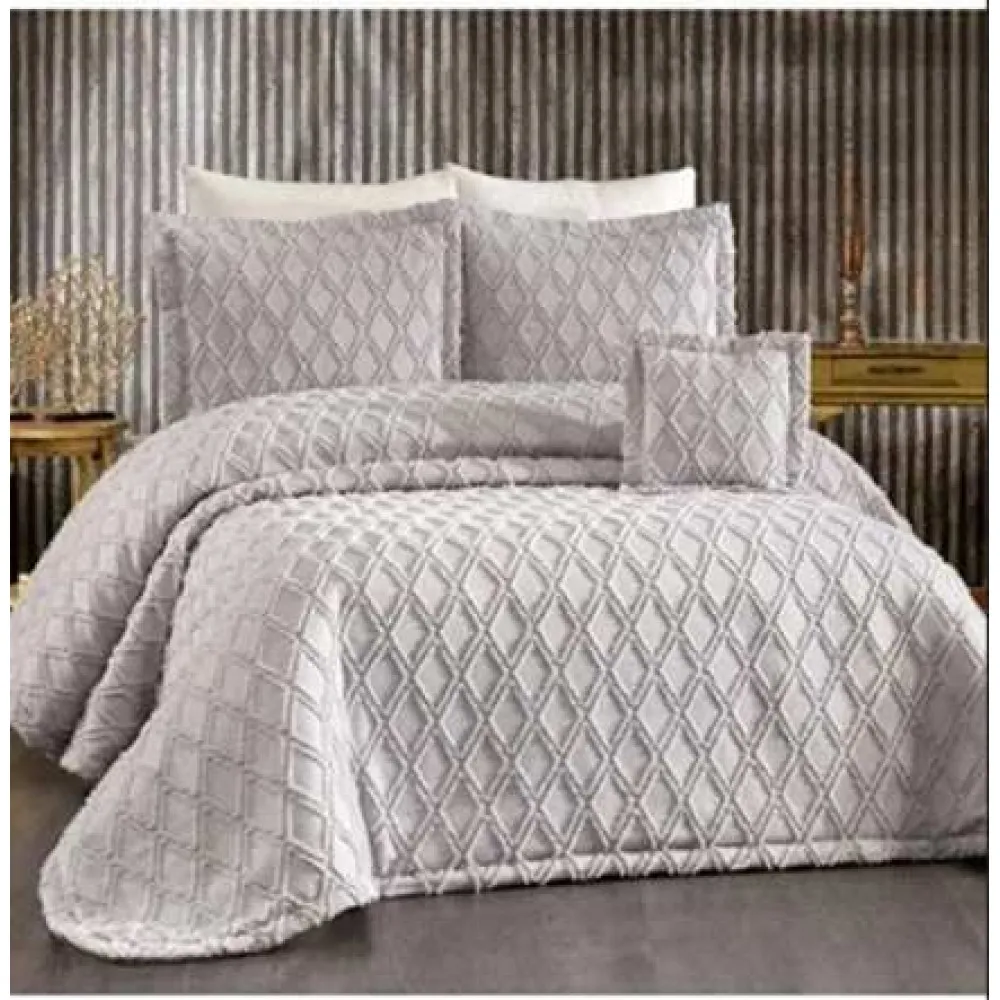GOLDEN HOME CAROLİNA ÇİFT KİŞİLİK YASTIKLI PİKE GRİ