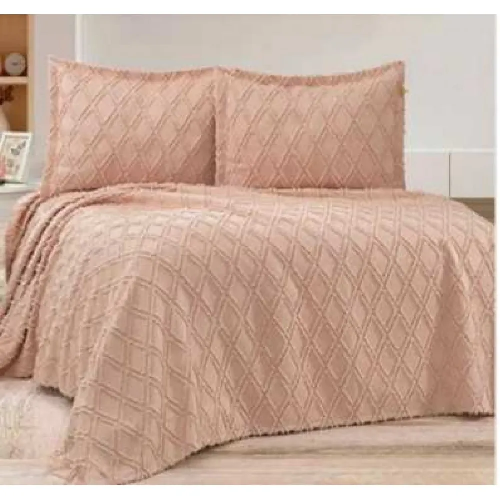 GOLDEN HOME CAROLİNA ÇİFT KİŞİLİK YASTIKLI PİKE PUDRA