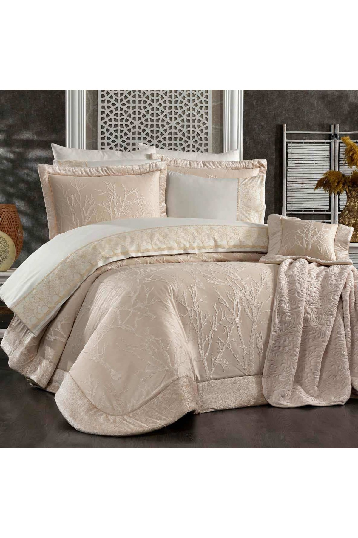 GOLDEN HOME EMİLİA 11 PARÇA GELİN  ÇEYİZ SETİ KAPİÇİNO