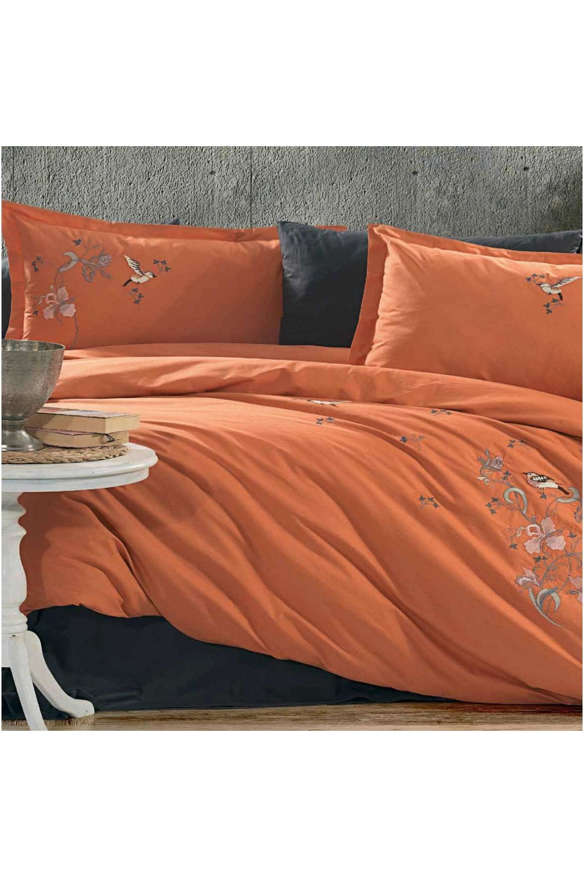 GOLDEN HOME TİAMO MODEL ÇİFT KİŞİLİK NAKIŞLI NEVRESİM %100 PAMUK TURUNCU