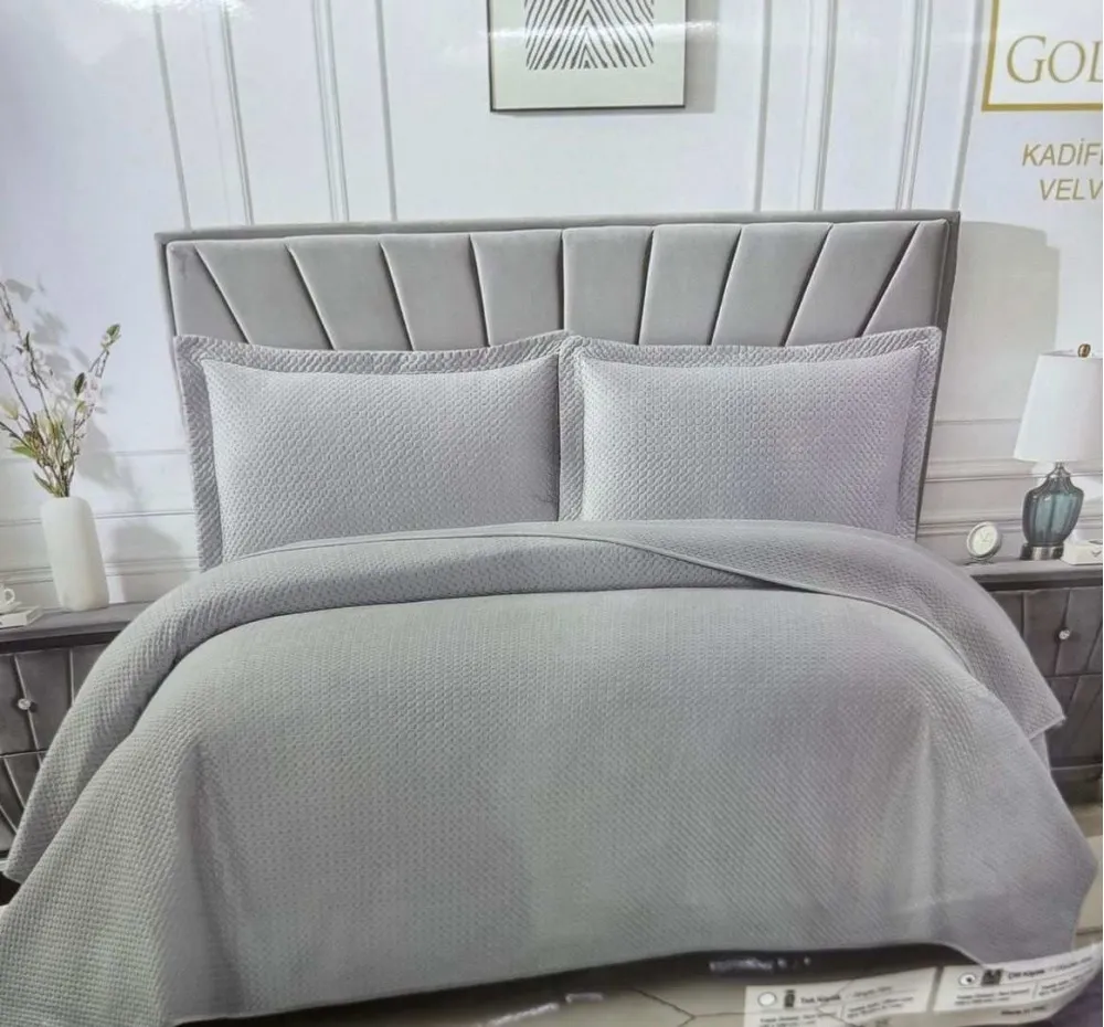 GOLDEN HOME İSTANBUL MODEL ÇİFT KİŞİLİK GRİ YATAK ÖRTÜSÜ