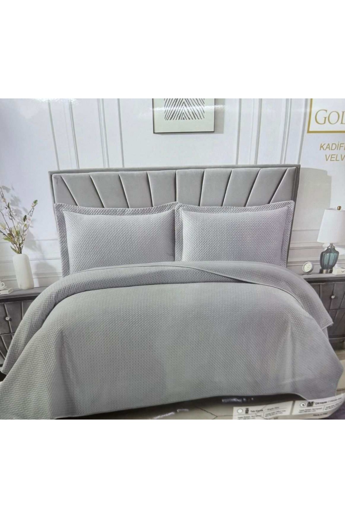 GOLDEN HOME İSTANBUL MODEL ÇİFT KİŞİLİK GRİ YATAK ÖRTÜSÜ