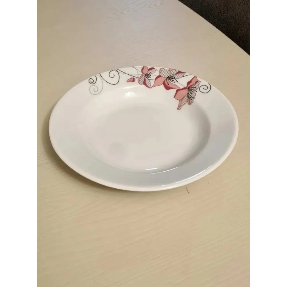GÜRAL PORSELEN 6 ADET PEMBE DESENLİ 19 CM YEMEK TABAĞI KED19CK112448 (BEYAZ)