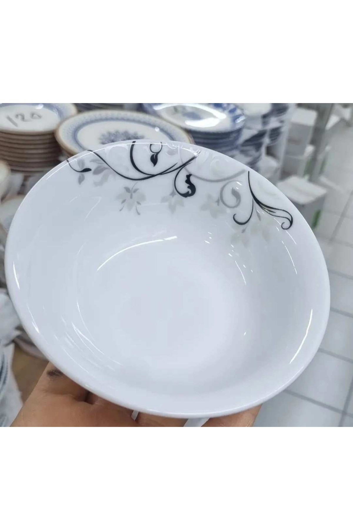 GÜRAL PORSELEN 6 ADETSİYAH DESENLİ ÇORBA KASESİ KEO14KK12442 (BEYAZ)