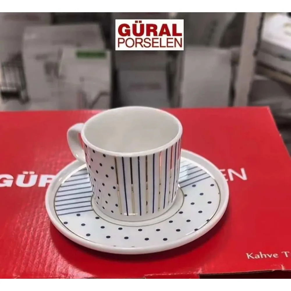 GÜRAL PORSELEN PUANTİYELİ 12 PARÇA 6 KİŞİLİK FİNCAN TAKIM