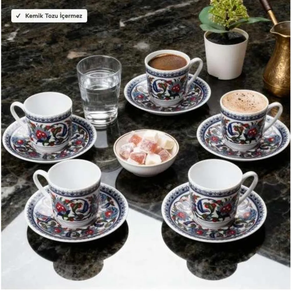 GÜRAL PORSELEN TOPKAPI MODELİ İ 6 KİŞİLİK FİNCAN TAKIMI