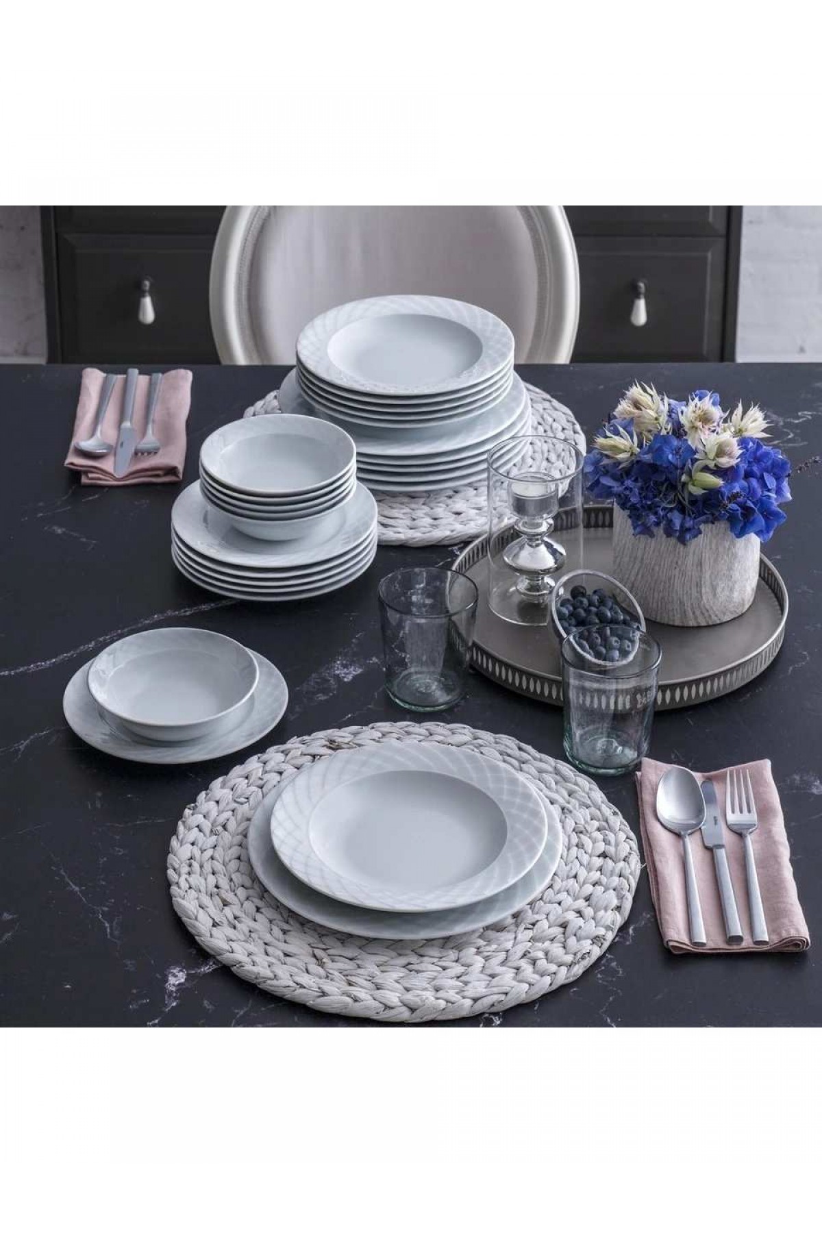 Güral Porselen Alfa 24 Parça 6 Kişilik Yemek Takımı(BEYAZ)