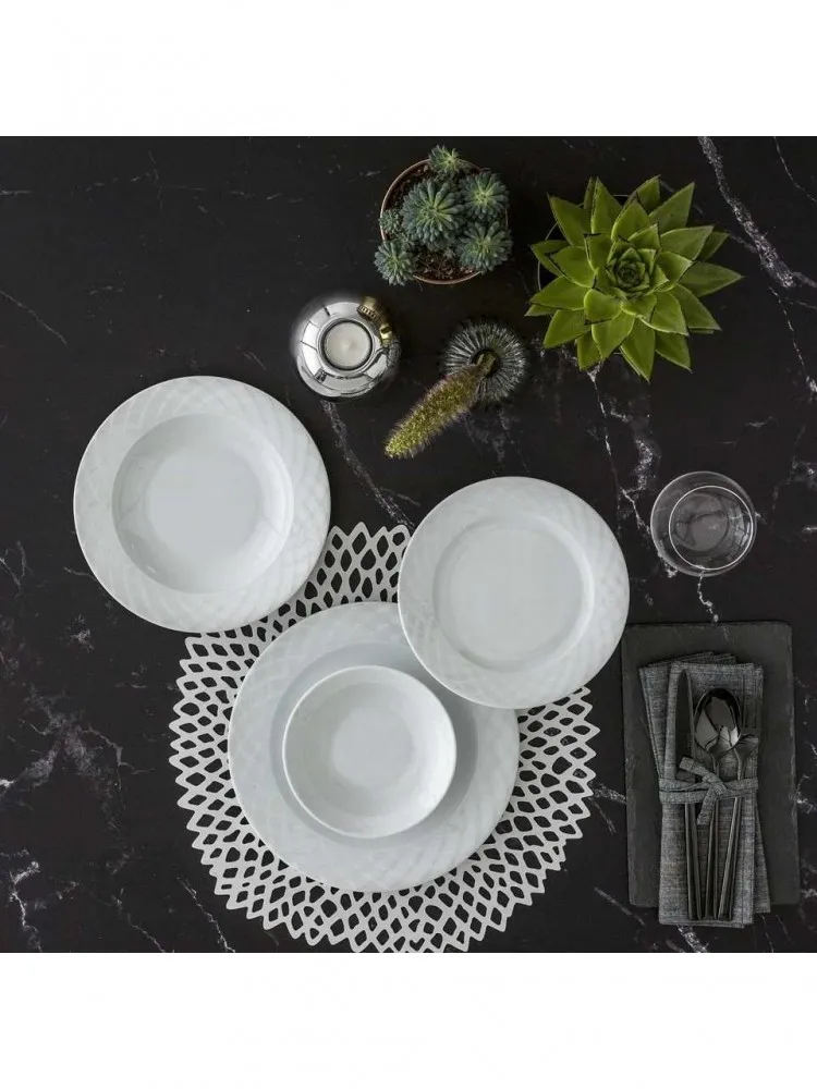 Güral Porselen Alfa 24 Parça 6 Kişilik Yemek Takımı(BEYAZ)