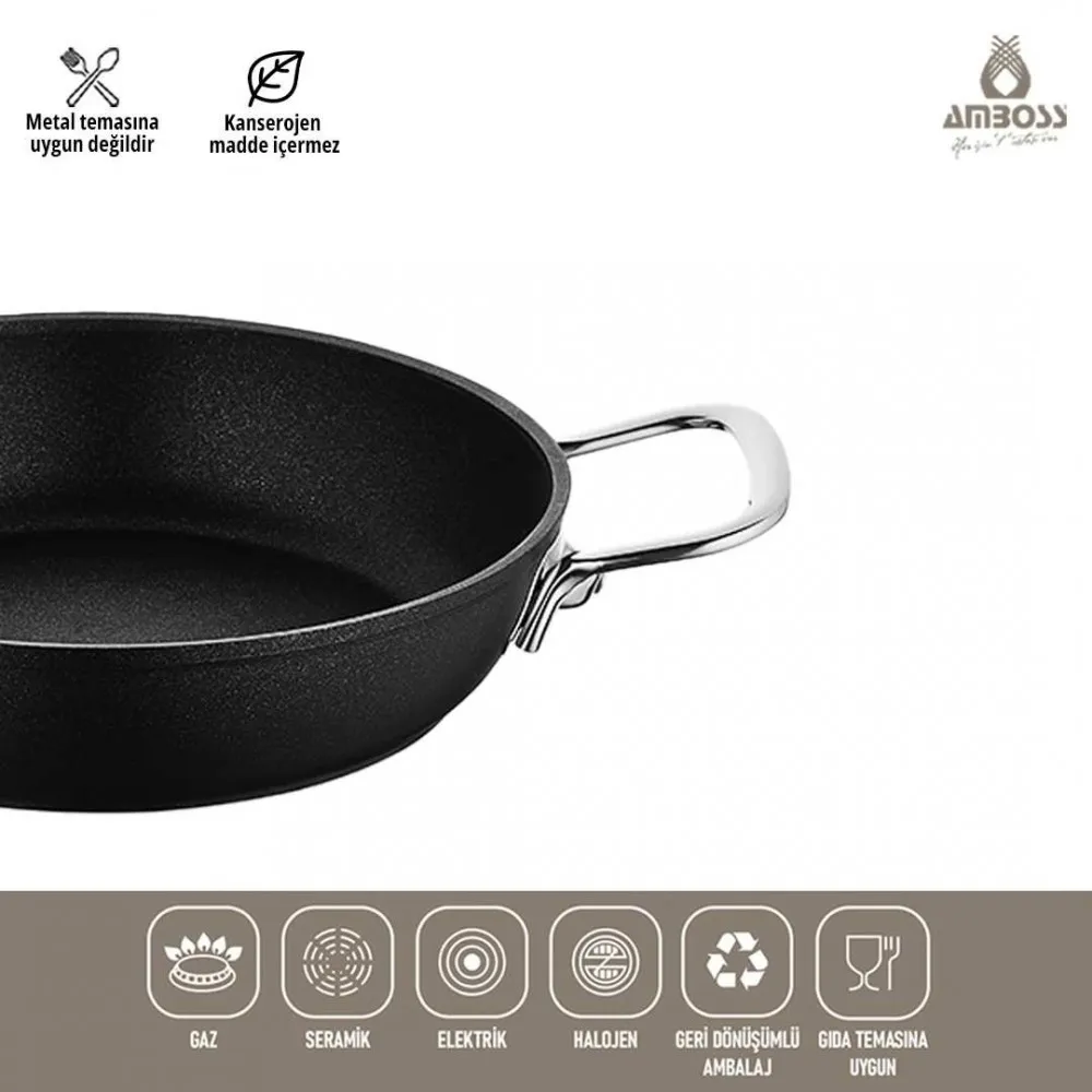 Amboss Dark Yanmaz Yapışmaz Titanyum Kaplama Sahan 20 cm