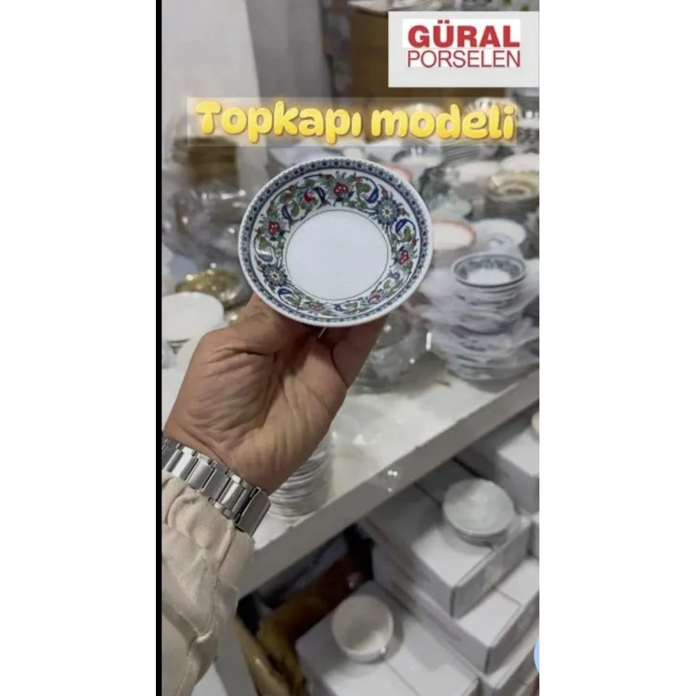 Güral porselen topkapi modeli çay tabak (6 adet) Güral porselen topkapi modeli çay tabak (6 adet)