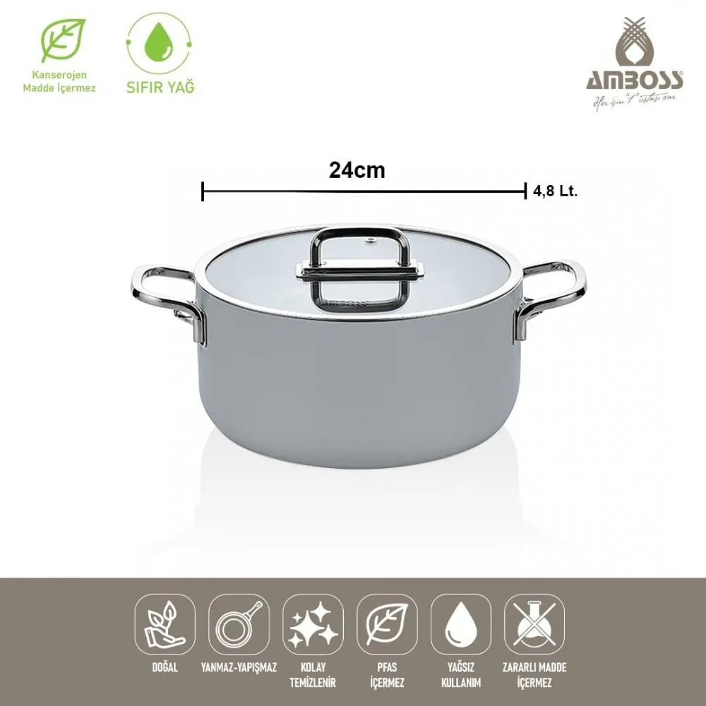 Amboss Sera Nova 24 cm Gri Seramik Derin Tencere