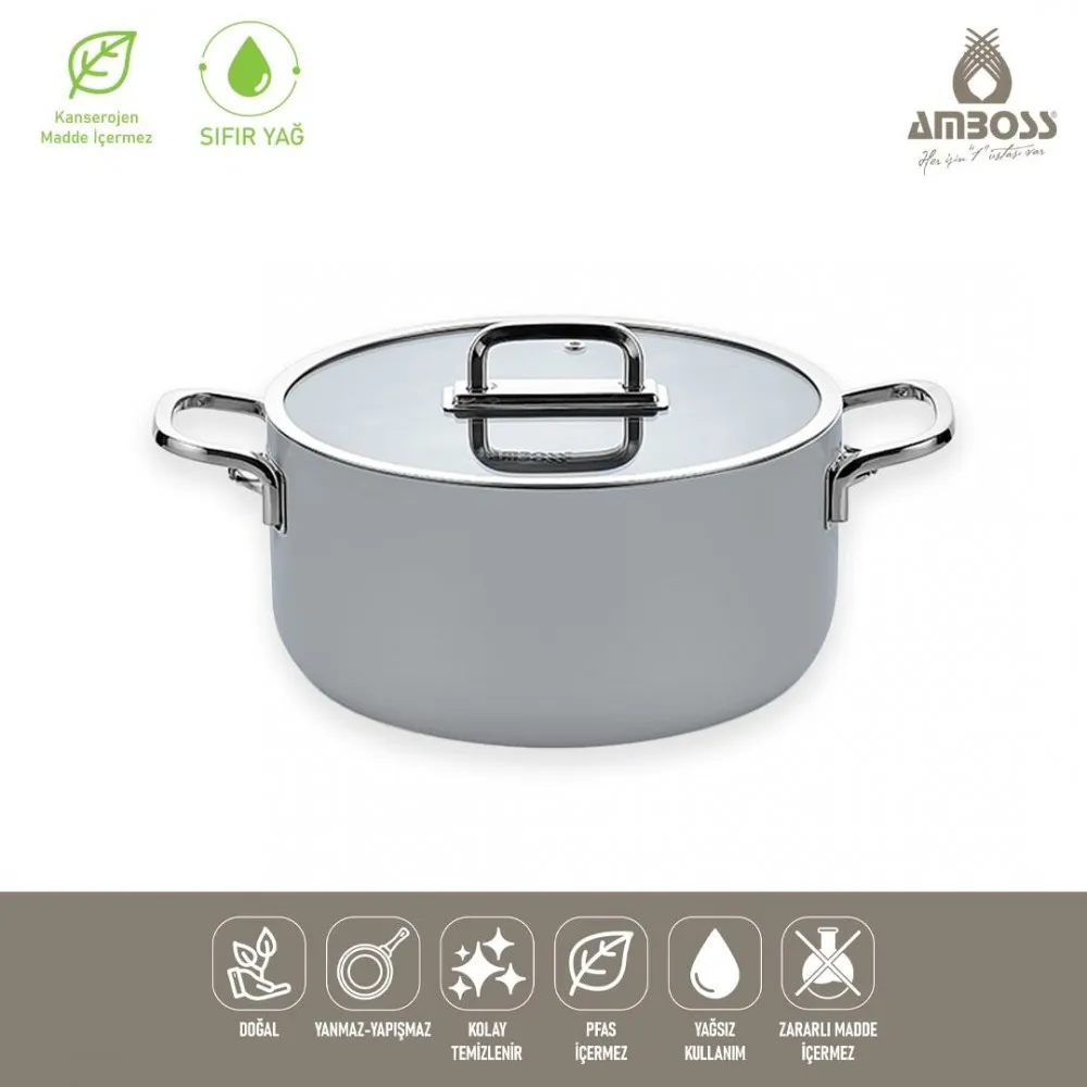 Amboss Sera Nova 24 cm Gri Seramik Derin Tencere