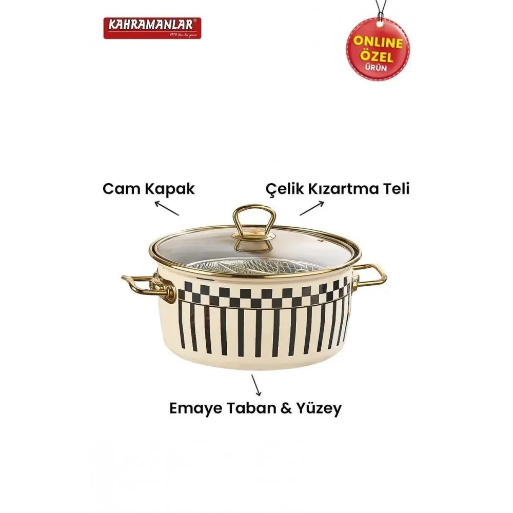 KAHRAMANLAR 22 CM EMAYE FRİTÖZLÜ KIZARTMA TENCERESİ DESENLİ
