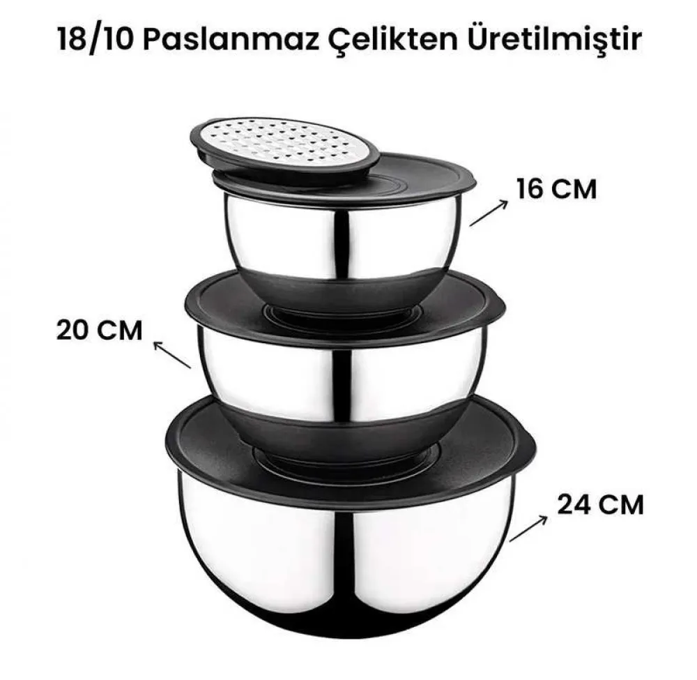 KAHRAMANLAR 3 LÜ KARIŞTIRMA KABI ÇELİK