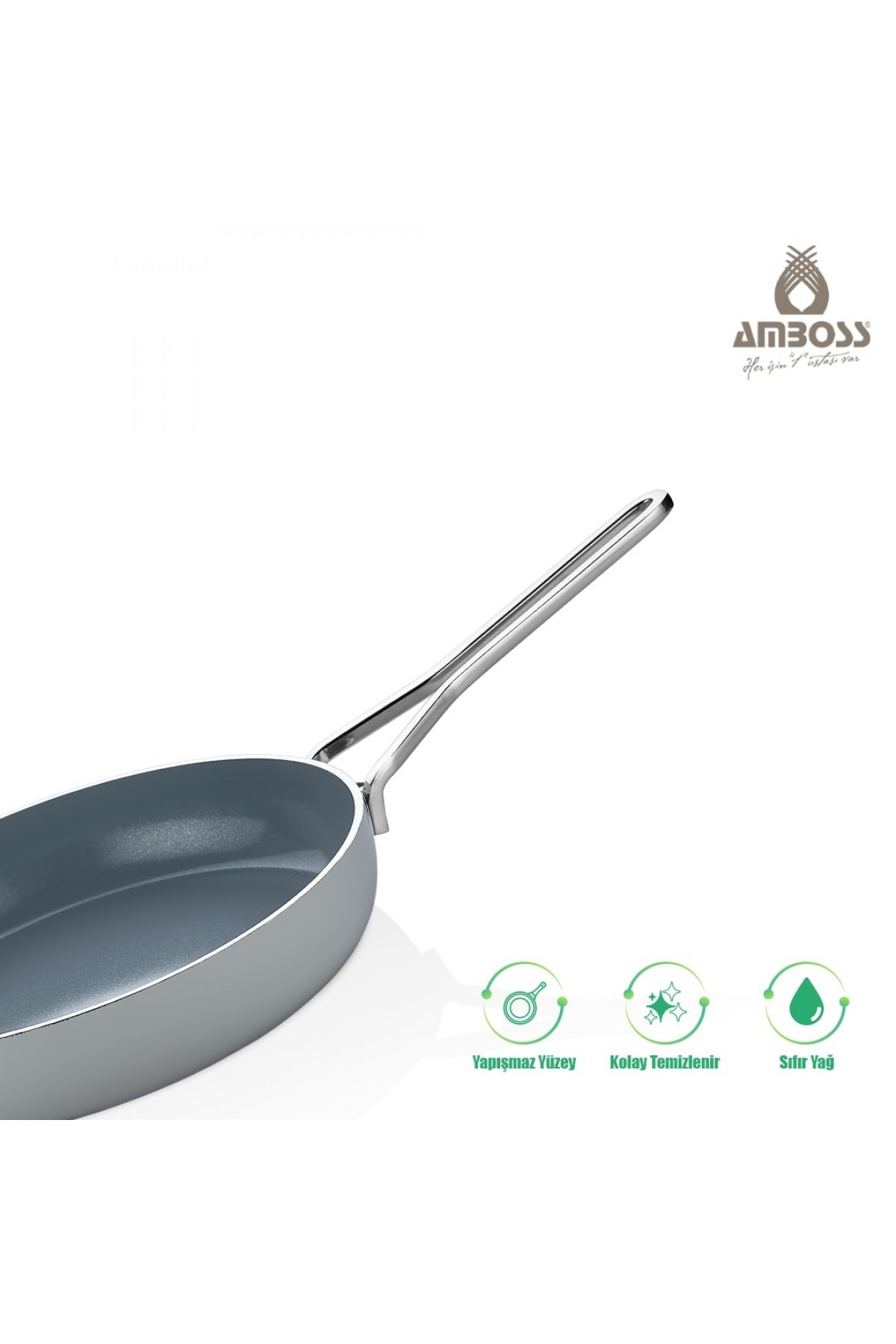 Amboss Sera Nova Seramik Yanmaz Yapışmaz Tava 26 cm – Gri